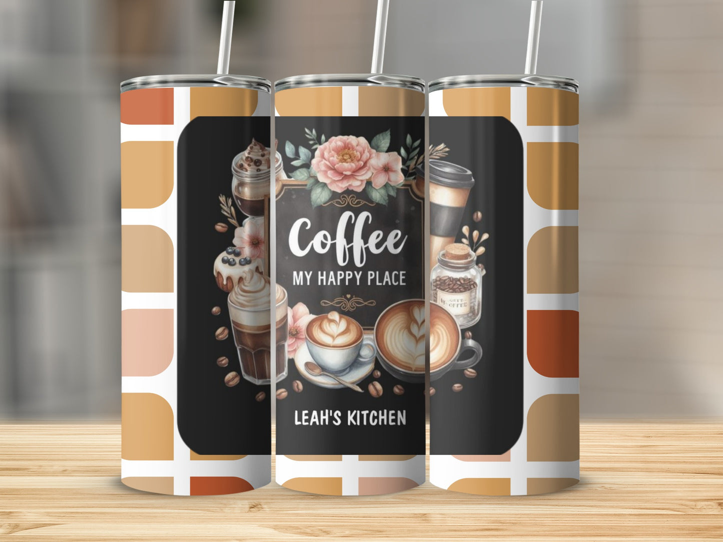 Coffee My Happy Place Leah's Kitchen Tumbler Cup