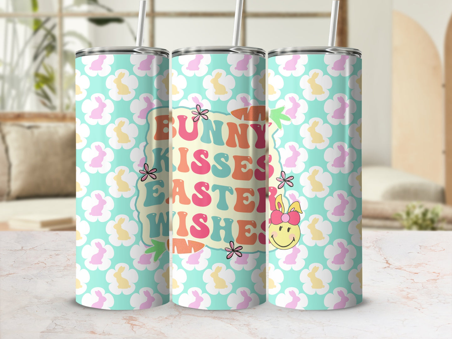 Bunny Kisses Easter Wishes Happy Bunny Tumbler product type