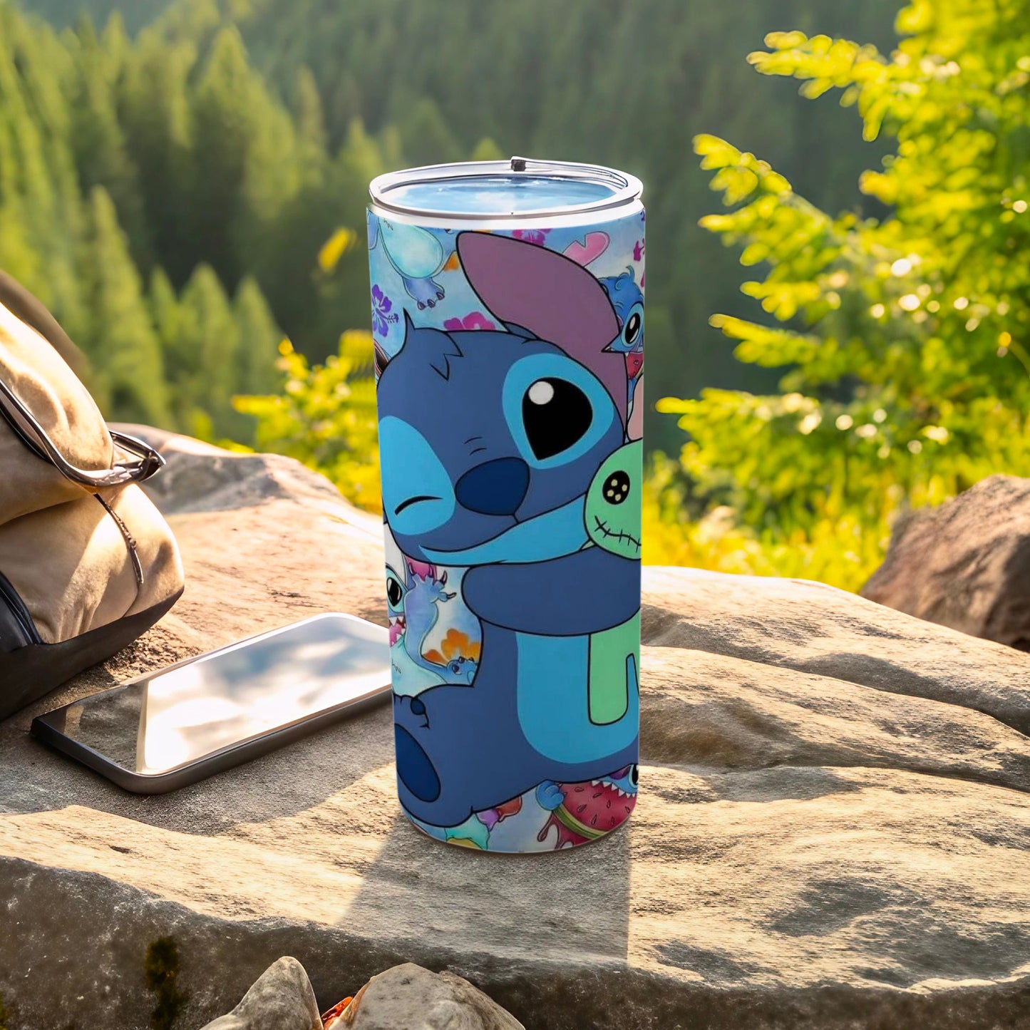Cute Stitch and Scrump Design Travel Tumbler
