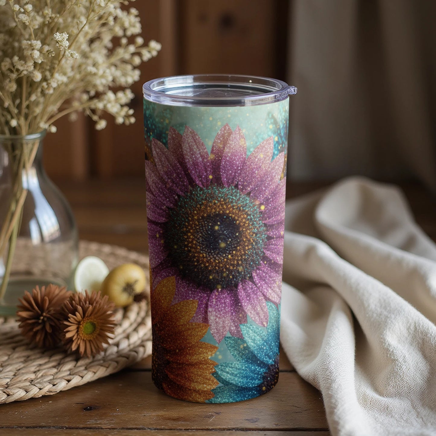 Colorful Sunflower Design Insulated Tumbler Cup
