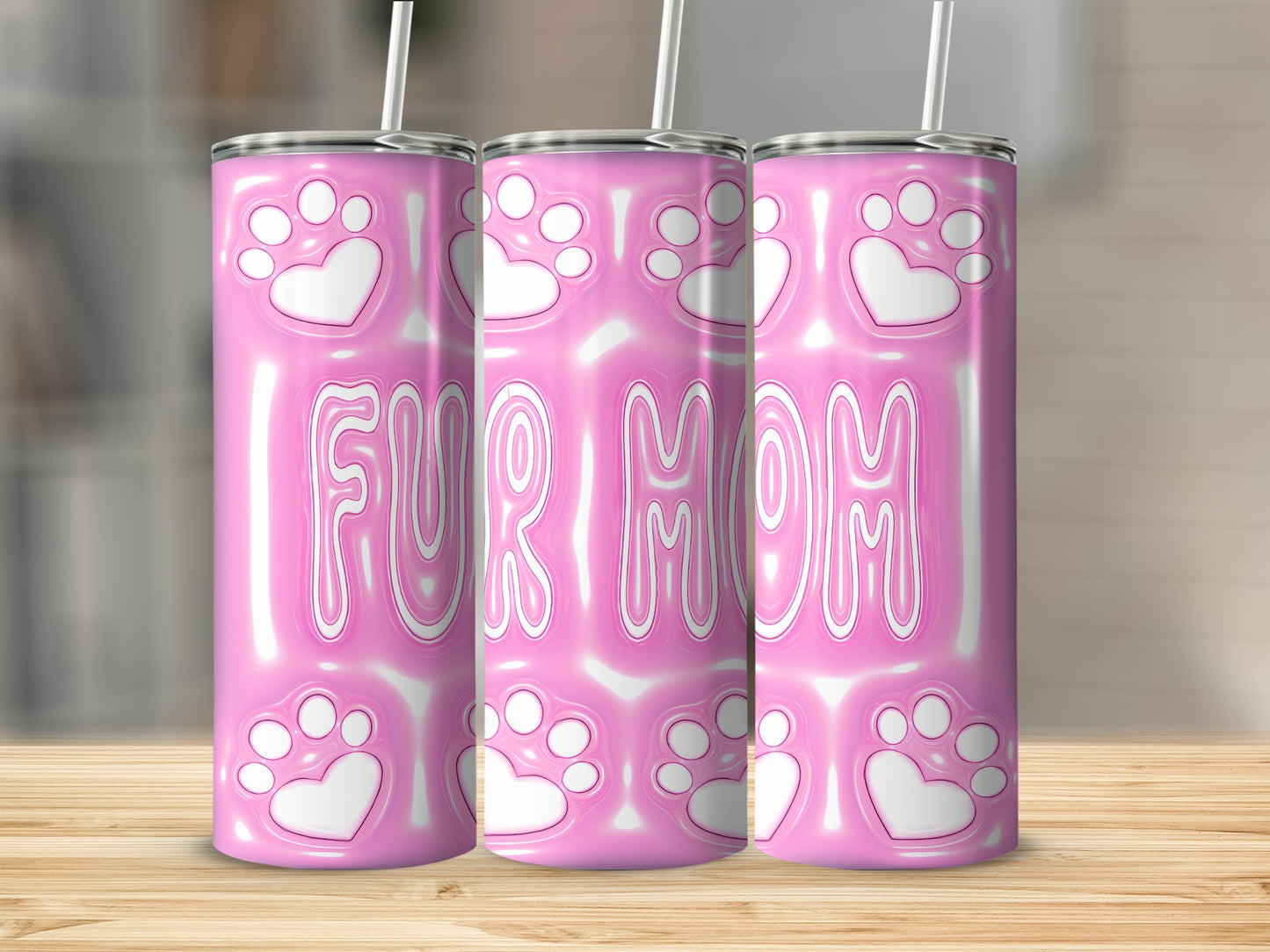 Pink Fur Mom Paw Print Heart Tumbler product type