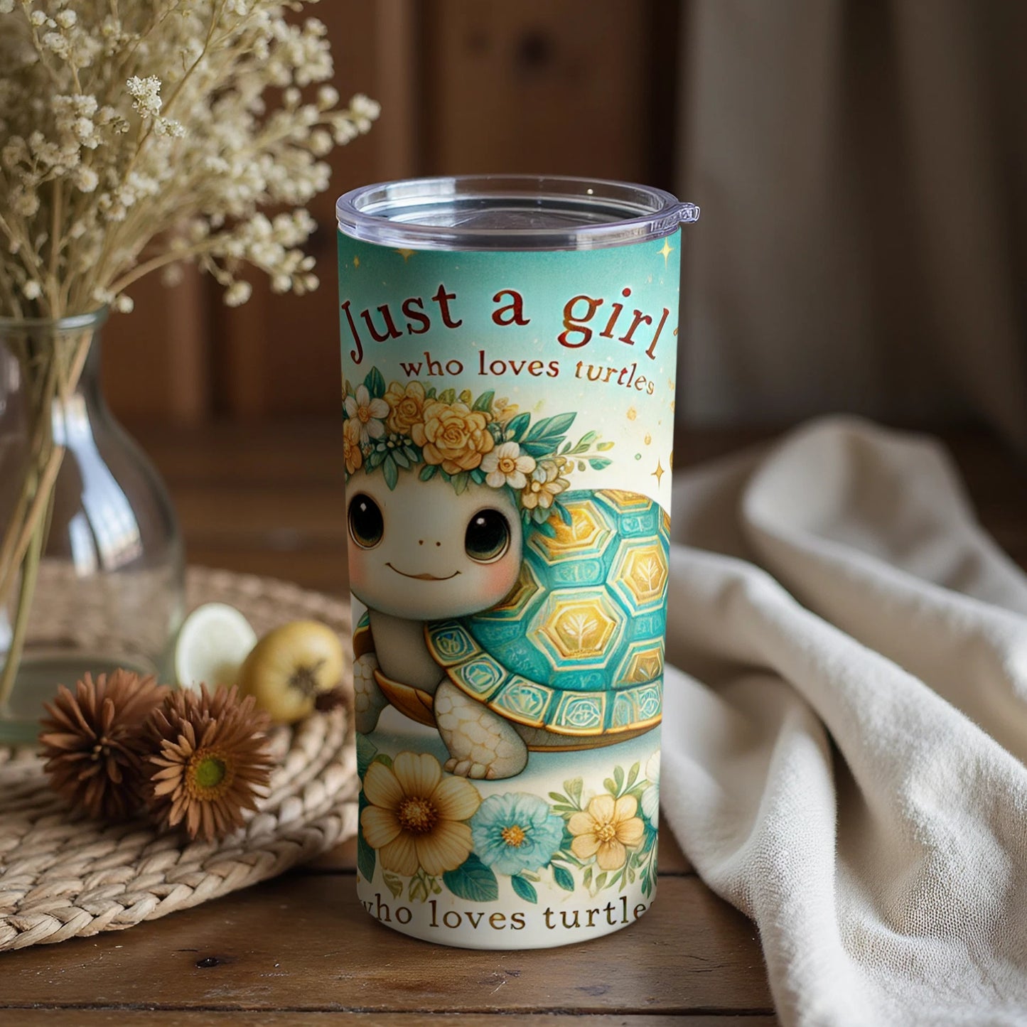 Just a Girl Who Loves Turtles Tumbler Cute Design