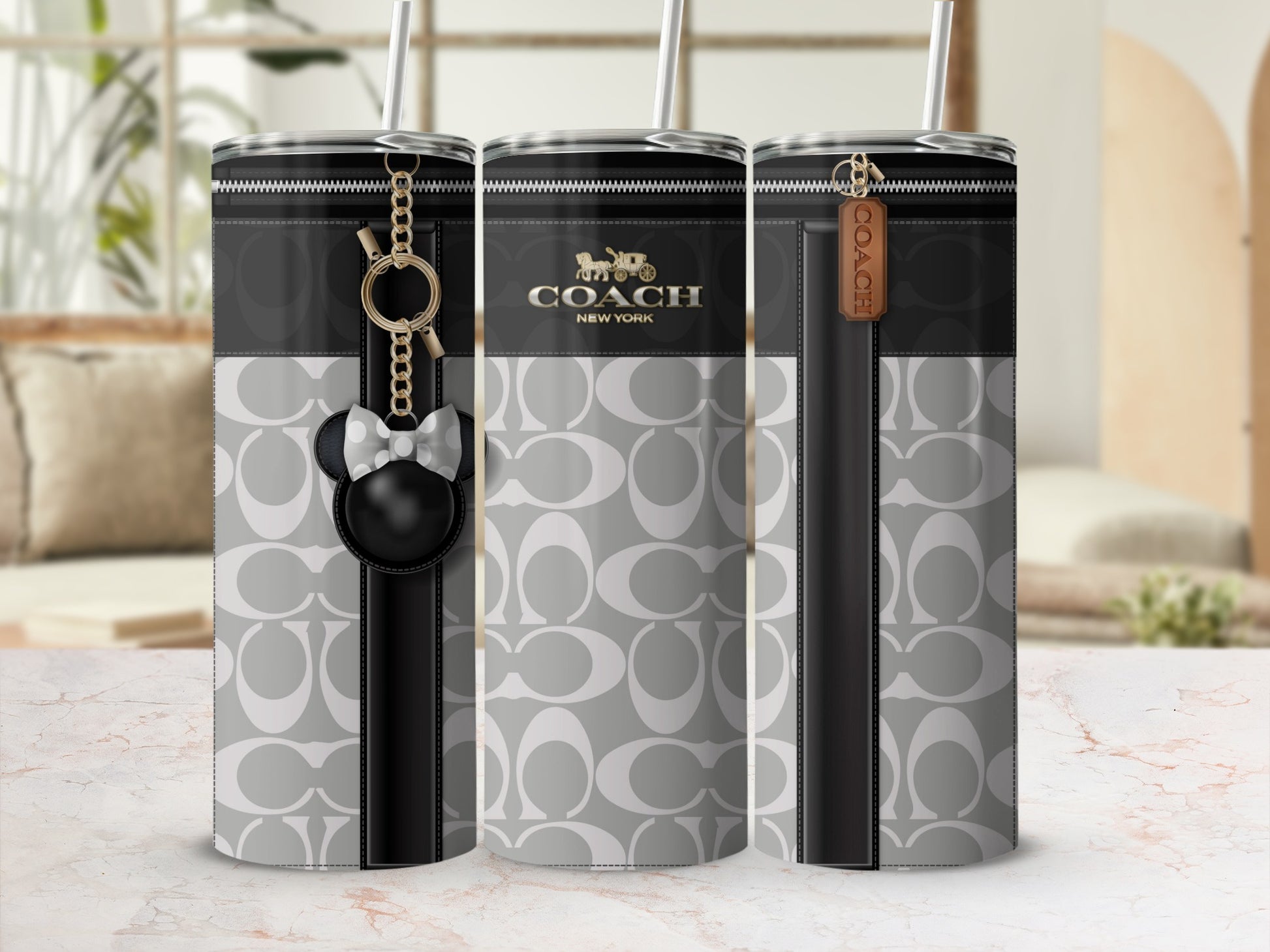 Stylish Coach New York Designer Pattern Tumblers