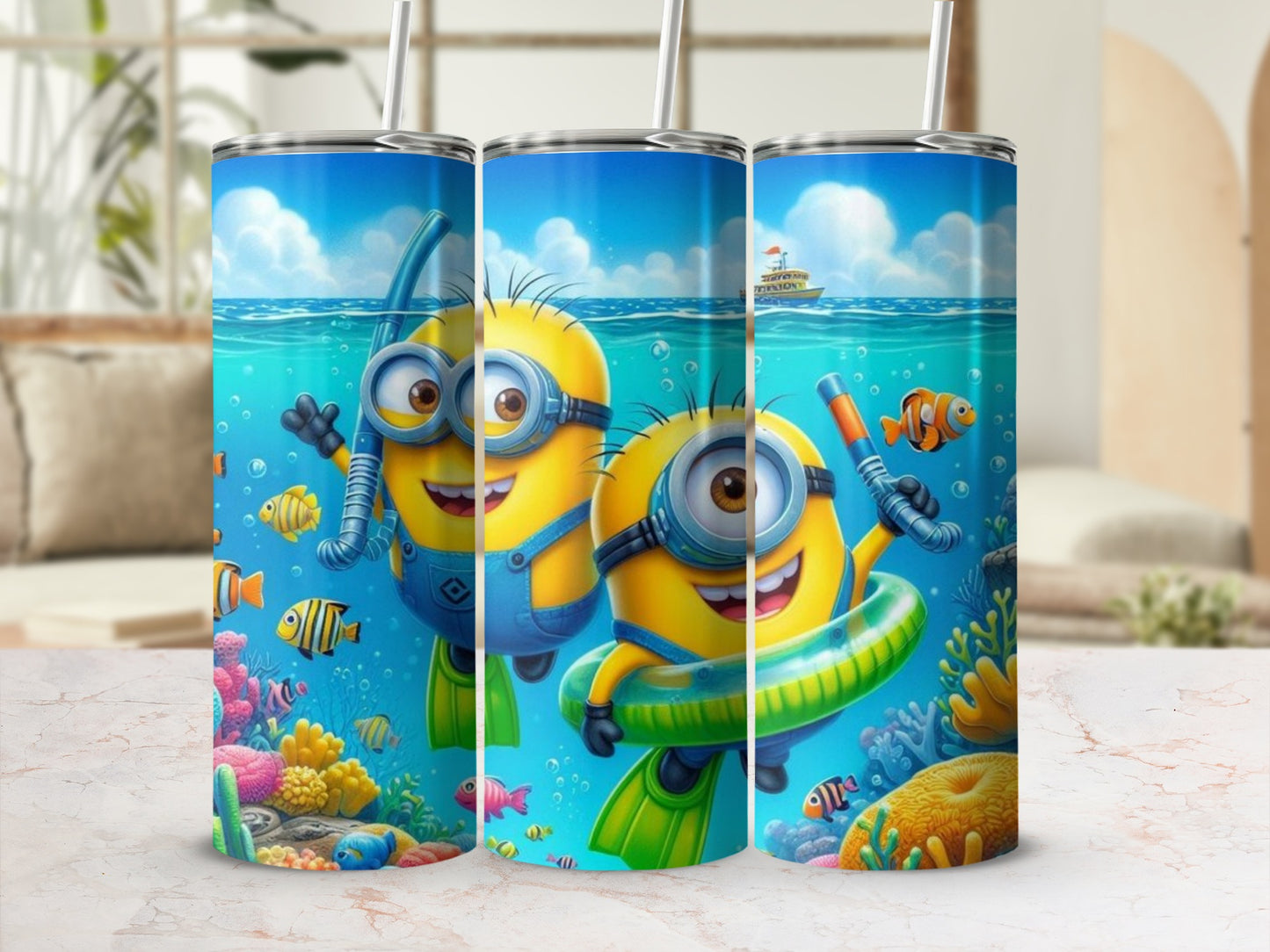 Animated Underwater Minion Design Tumbler Cup