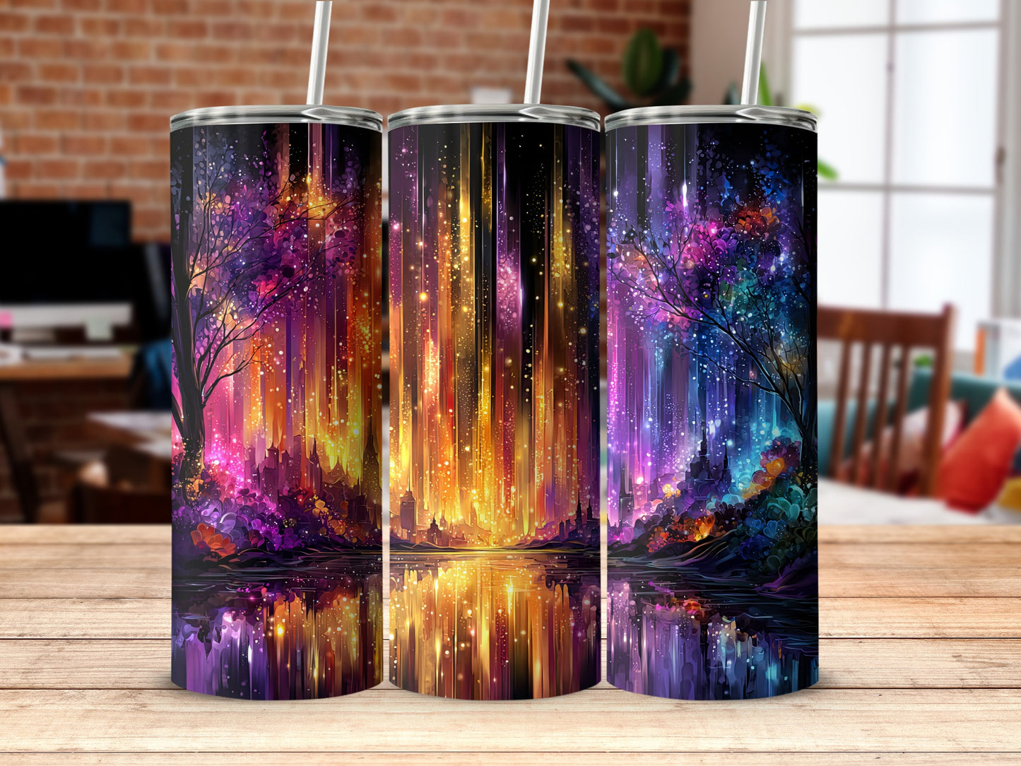 Stunning Northern Lights Themed Tumblers