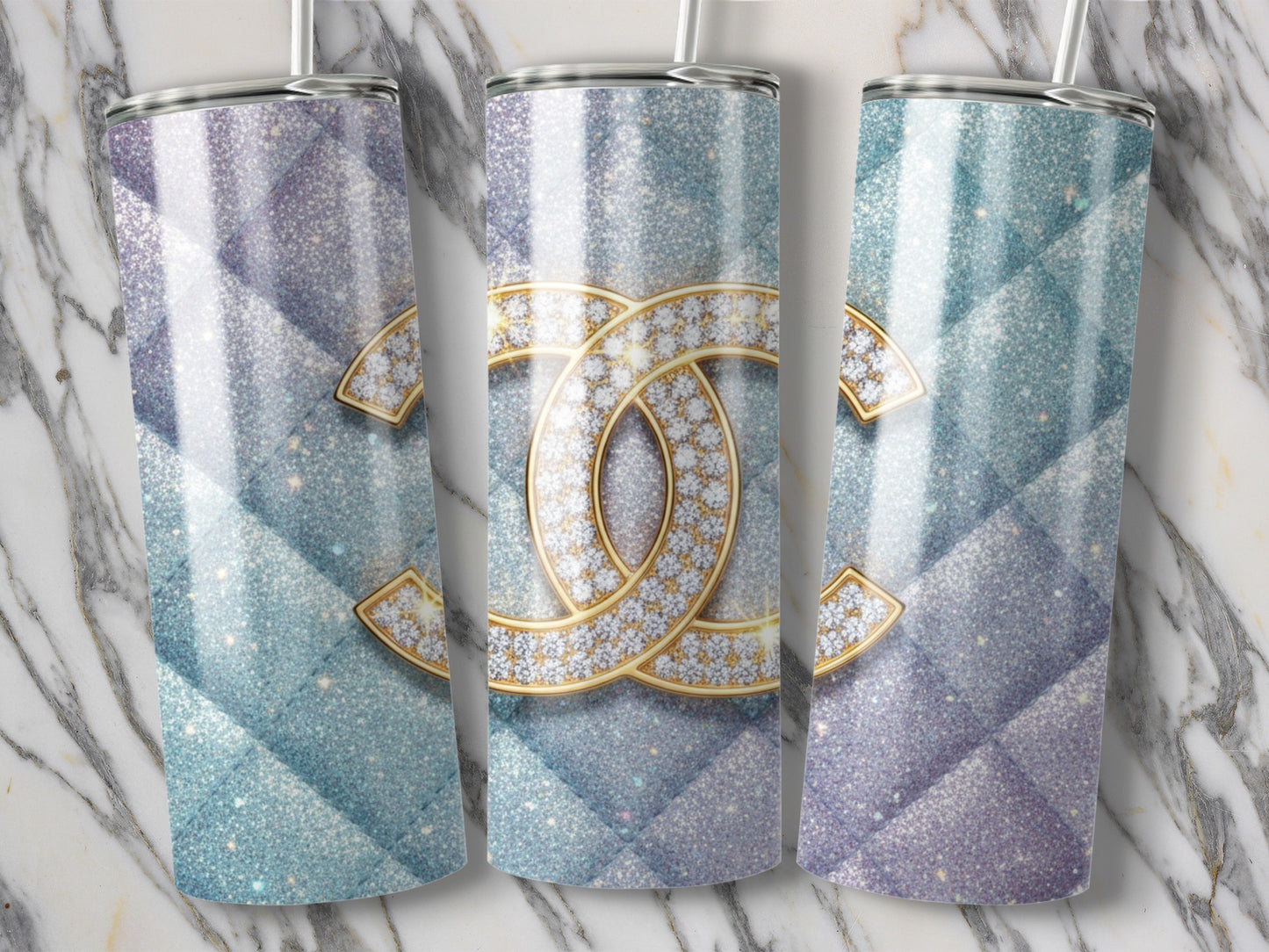 Glittery Diamond Gold Logo Pattern Design For You Tumbler