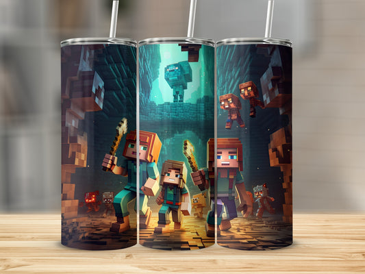 Adventure Game Characters Tumbler with Lid and Straw