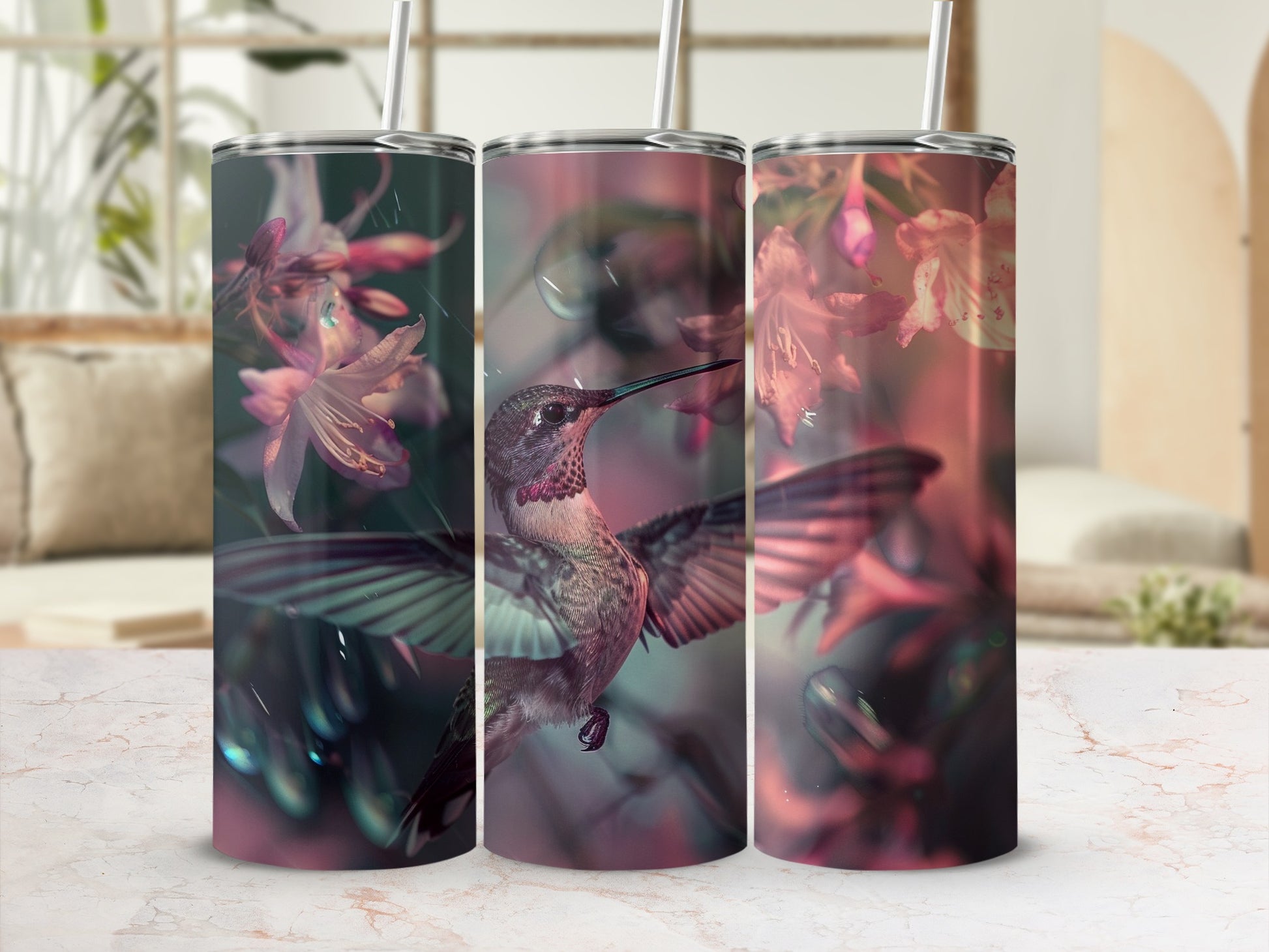 Vibrant Hummingbird Flowers Nature Tumbler product type