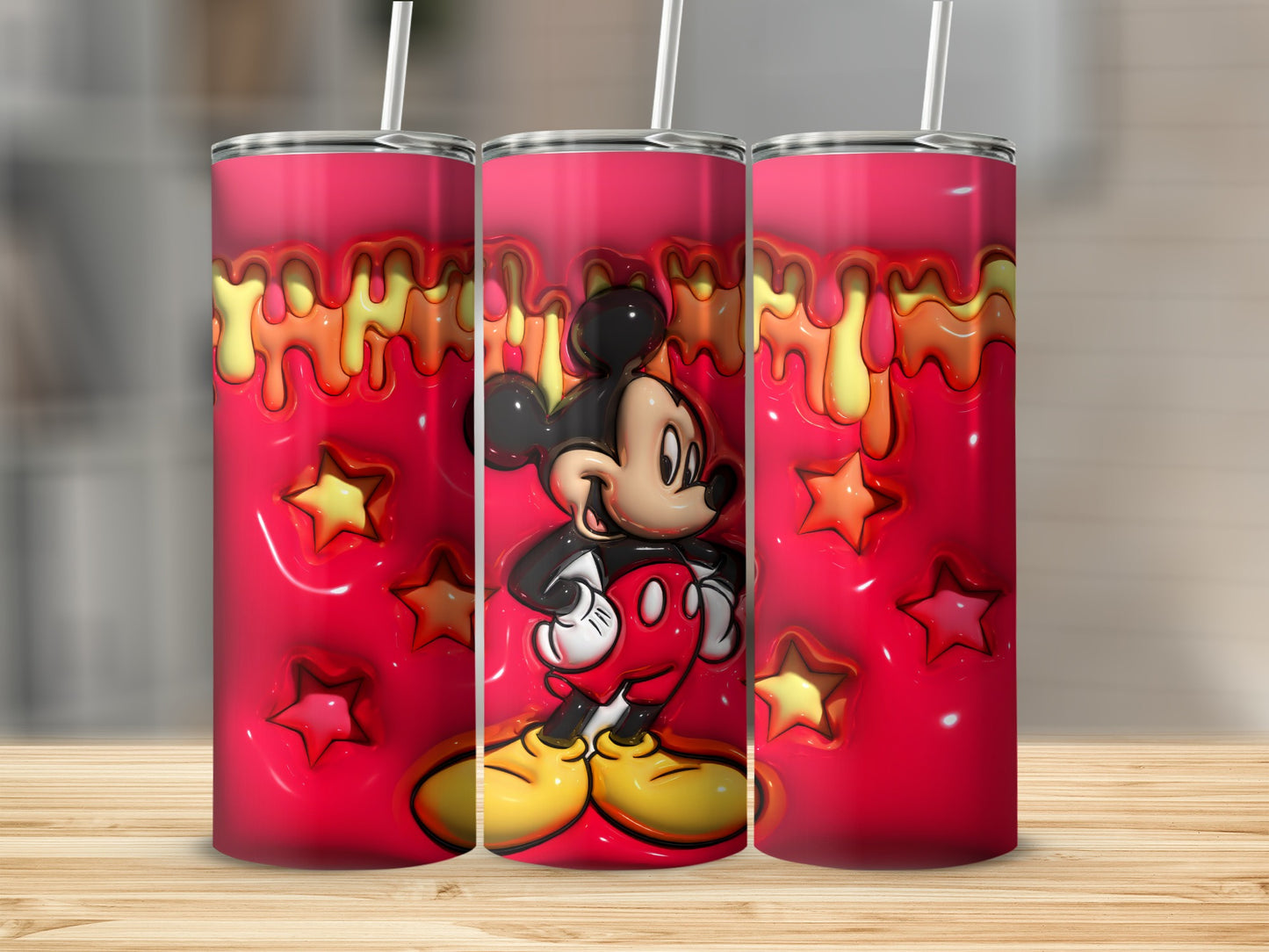 Vibrant Character Print Metal Tumbler with Star Design