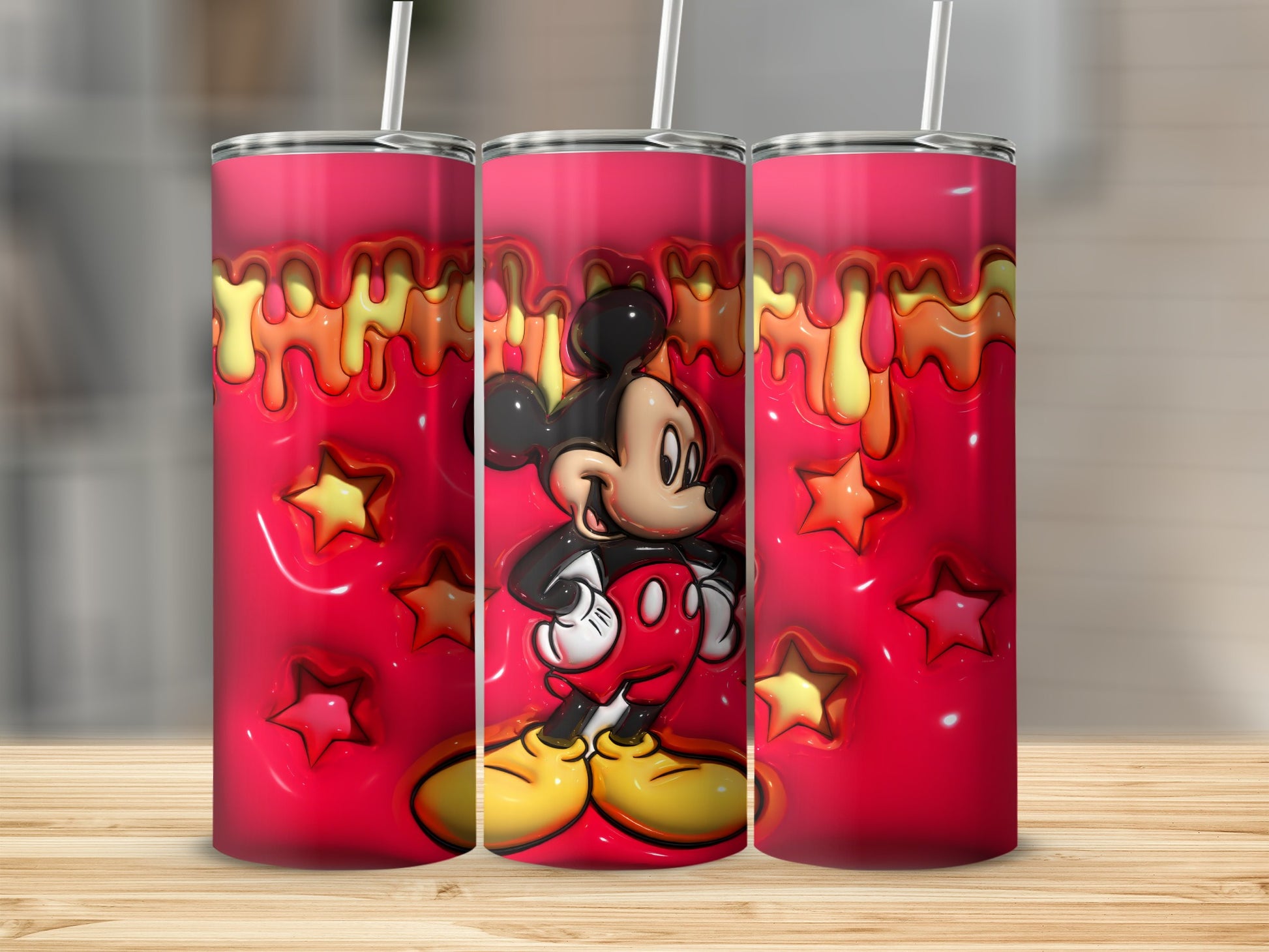 Vibrant Character Print Metal Tumbler with Star Design