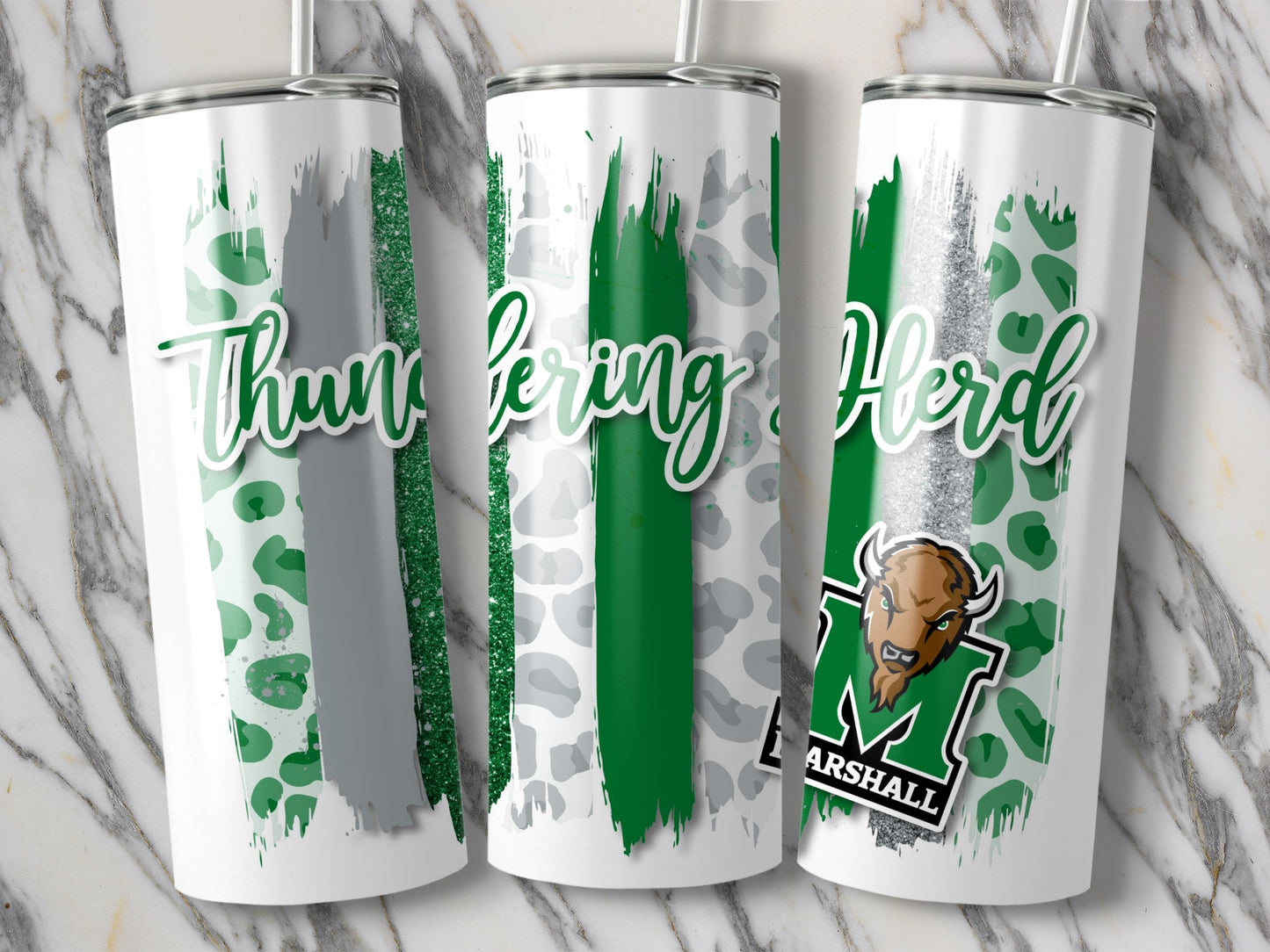 Thundering Herd Marshall University Brush Strokes Tumblers