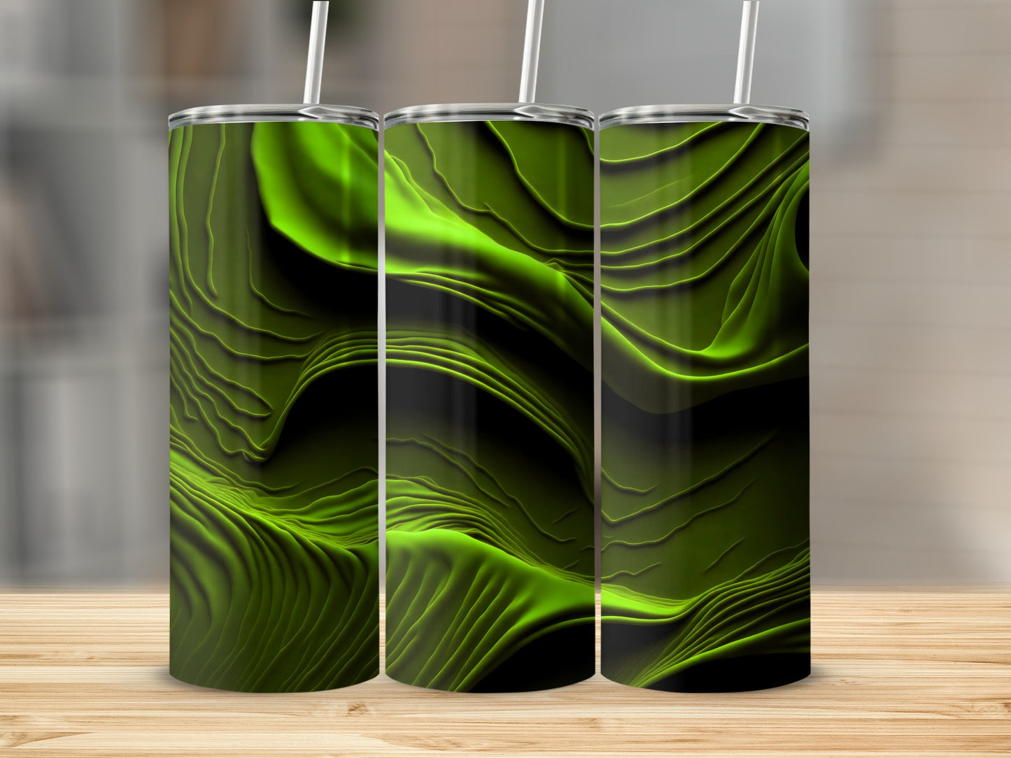 Neon Green Black Abstract Topographic Design Tumbler product type