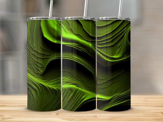 Neon Green Black Abstract Topographic Design Tumbler product type