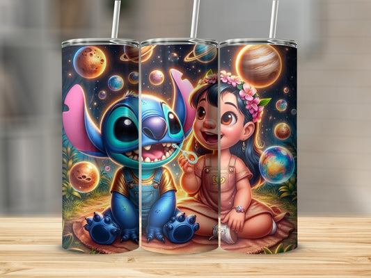 Adorable Alien and Little Girl Space Adventure tumbler