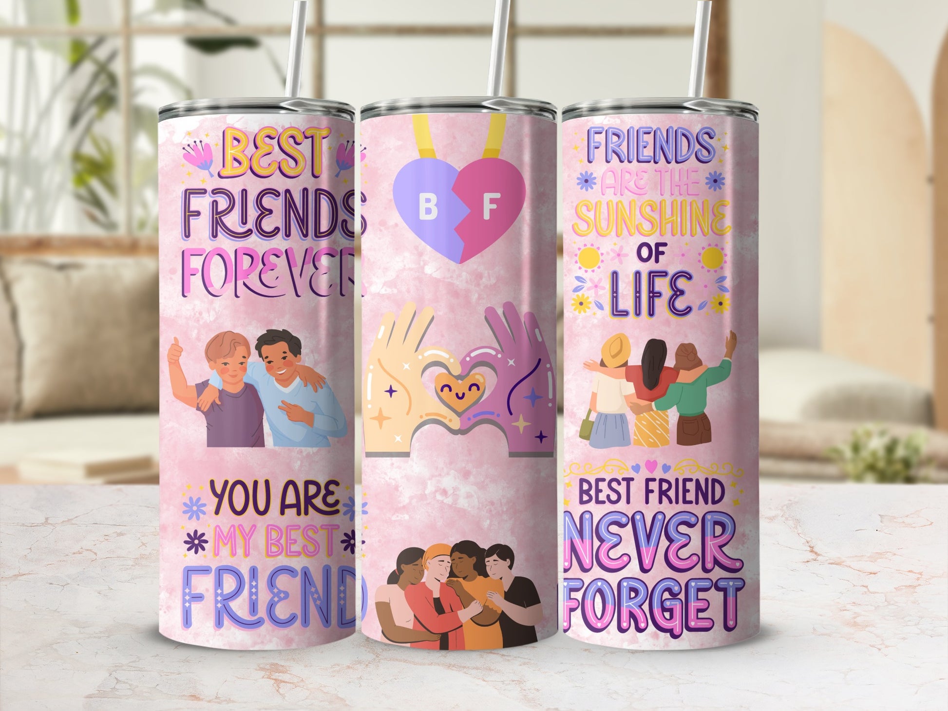 Best Friends Forever Sunshine Friendship Inspired Tumbler