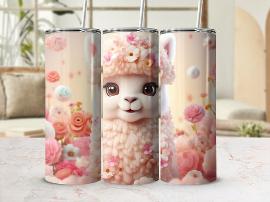 Cute Fluffy Llama Pink Flowers Peach Dream Design product type
