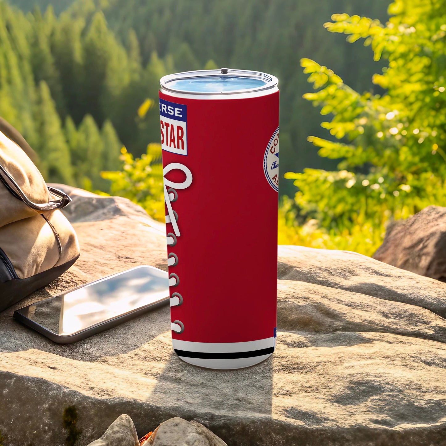 Red Converse All Star high top shoe graphics tumbler product type