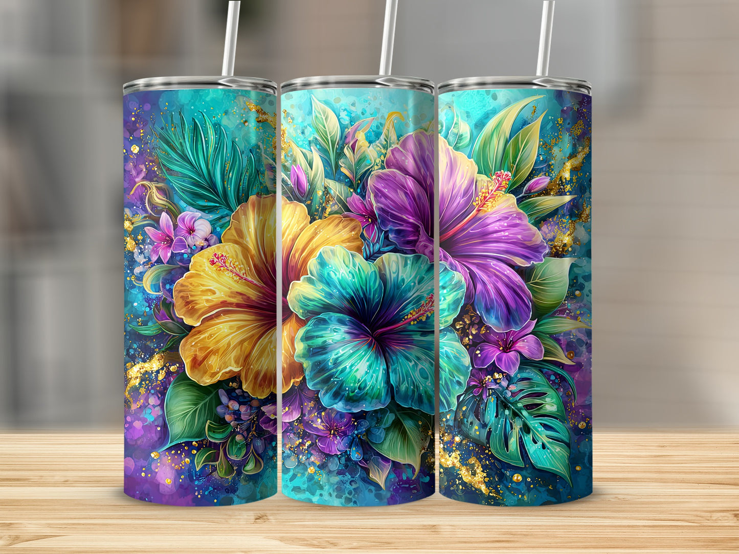 Vibrant Floral Design Insulated Tumbler for Beverages