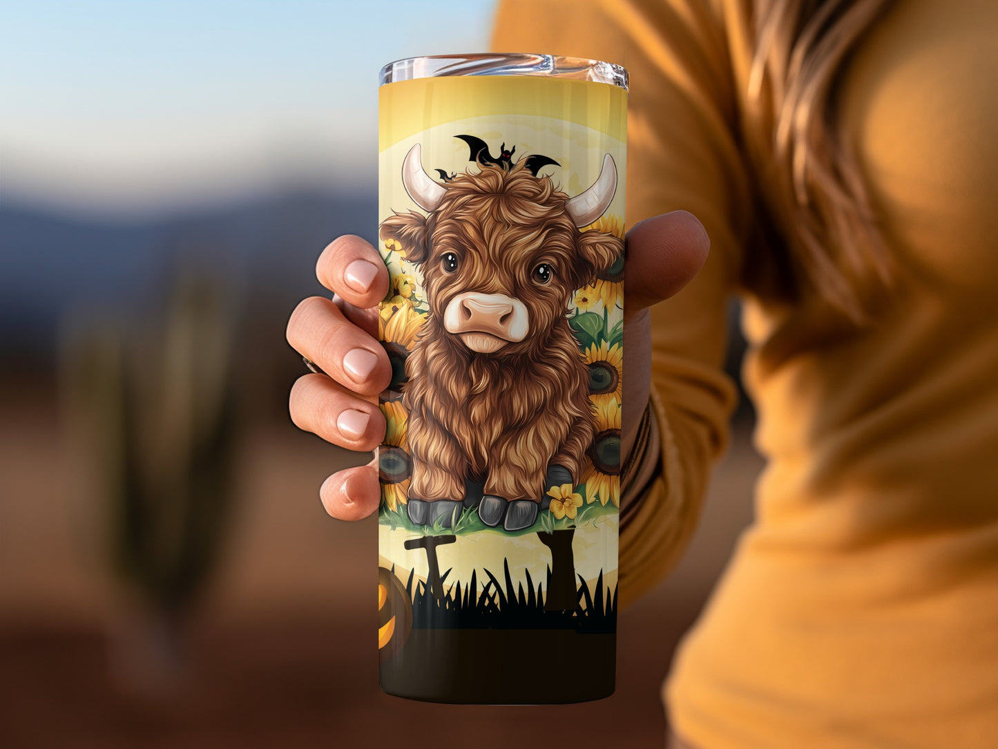 Adorable Cow with Sunflowers and Pumpkins Tumbler