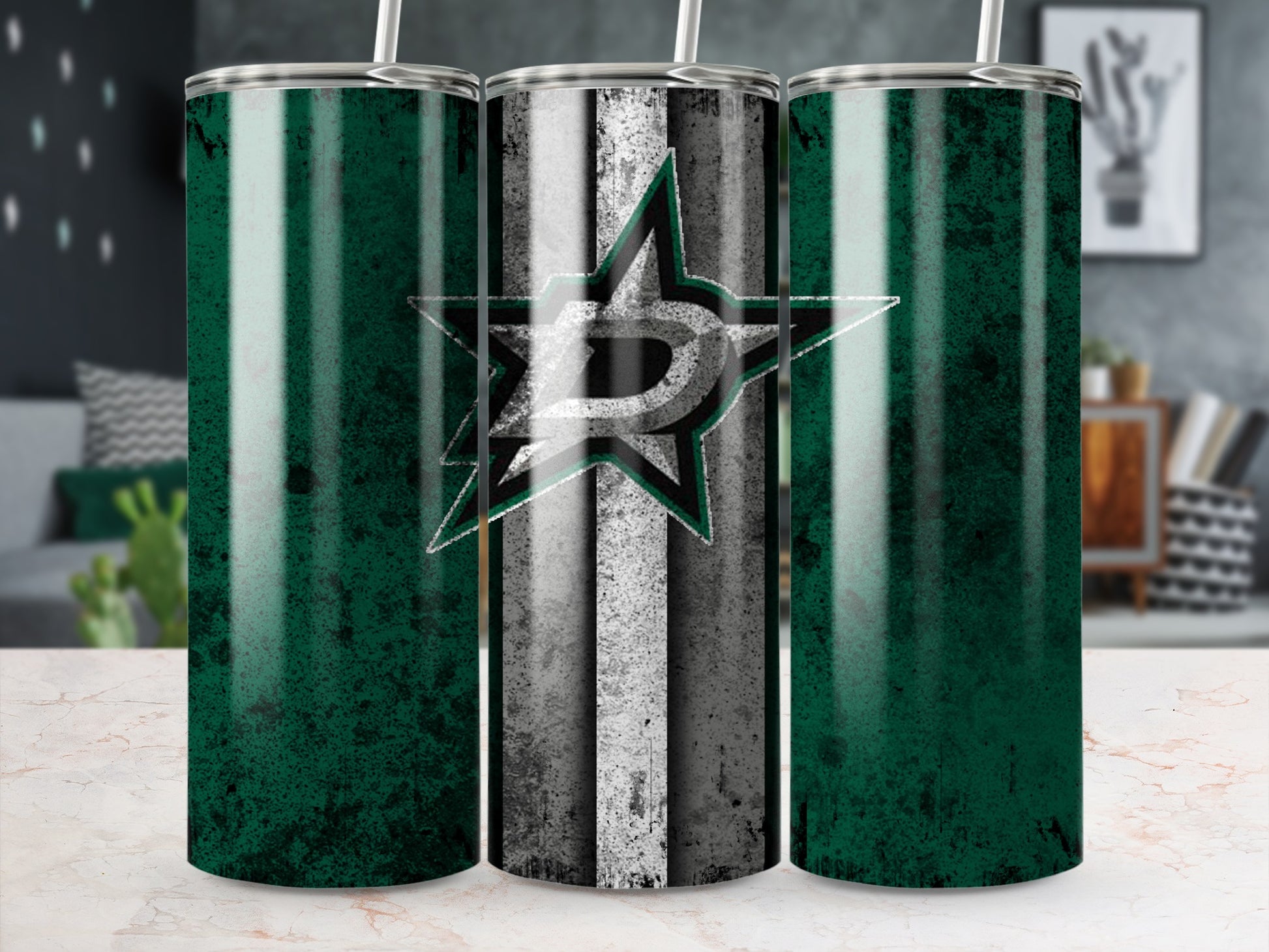 Dallas Stars Grunge Tumbler Design 20oz Stainless Steel