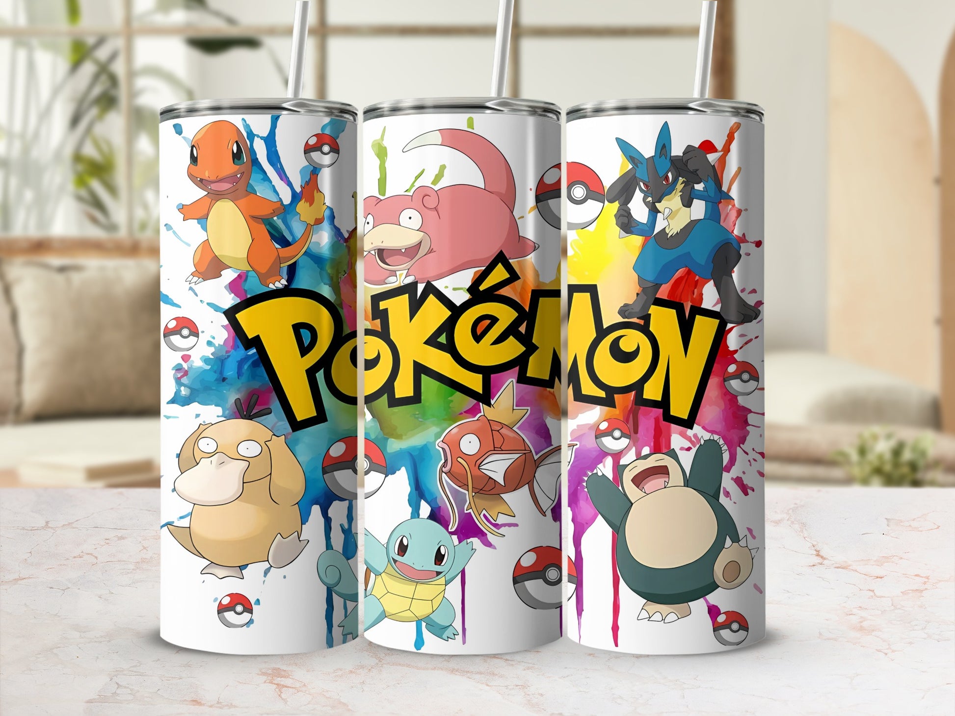 Colorful Pokémon Characters Design Insulated Tumbler