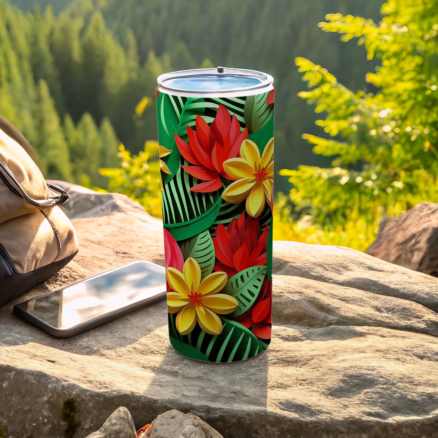 Tropical Floral Insulated Tumbler for Outdoor Adventures