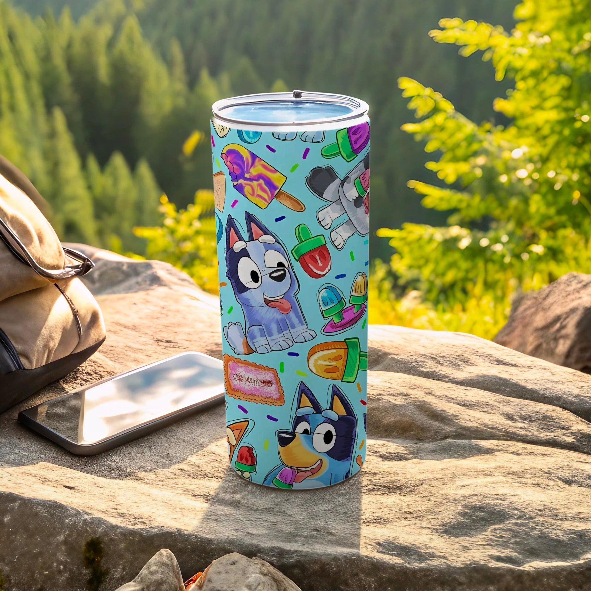 Colorful Cartoon Dog Design Insulated Tumbler Cup