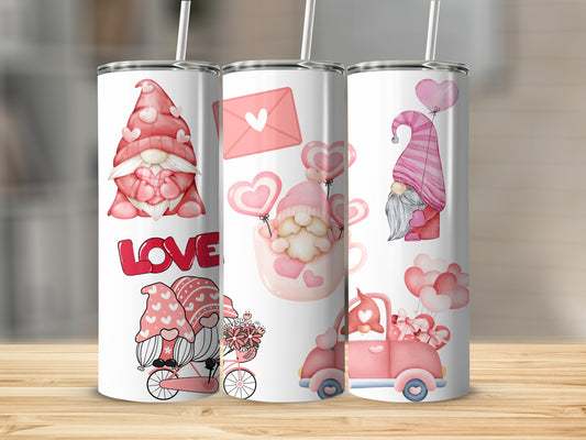 Gnomes Love Hearts Valentine Theme Tumblers