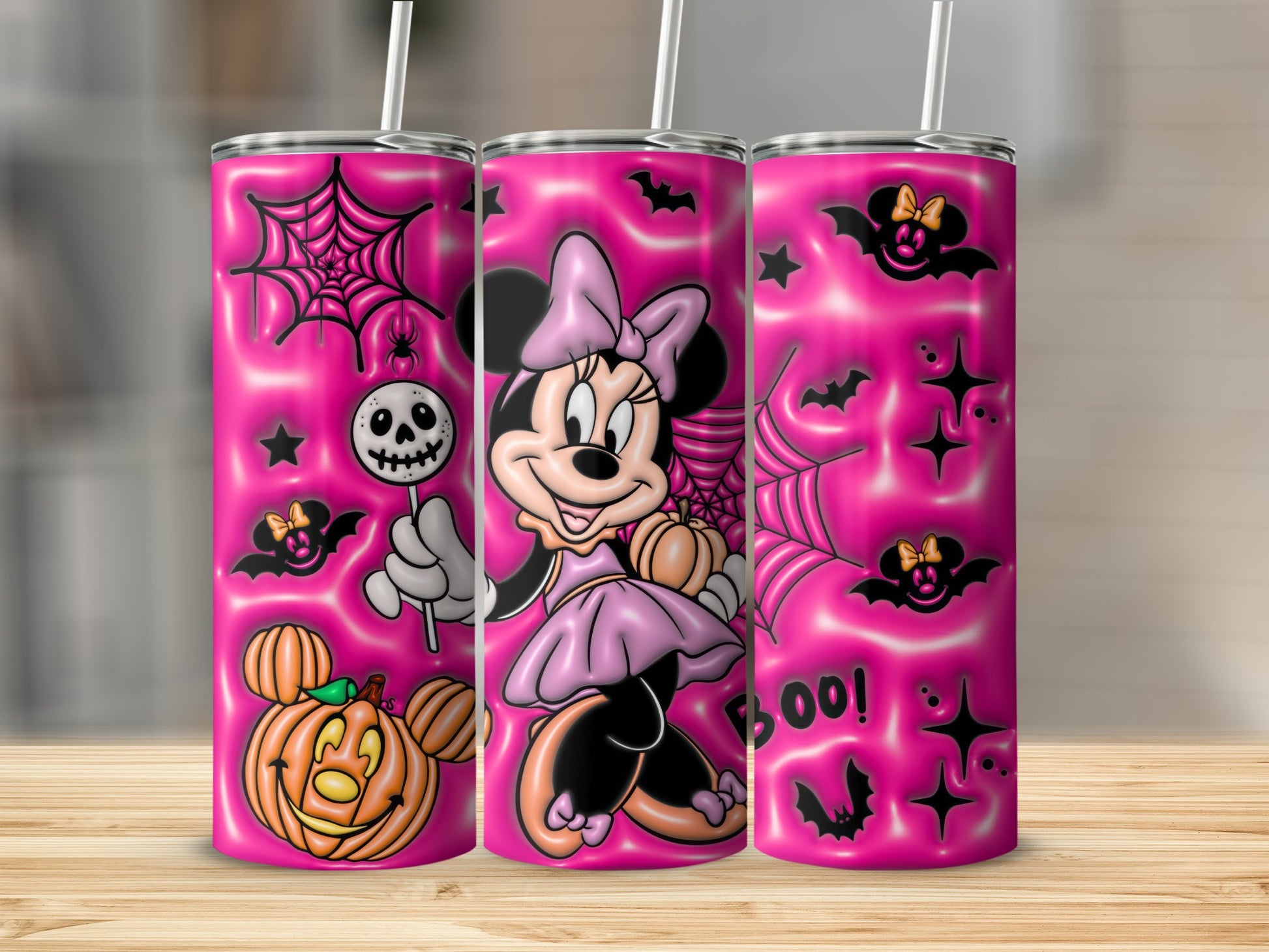 Spooky Halloween Minnie Mouse Pink Tumbler for Festive Fun