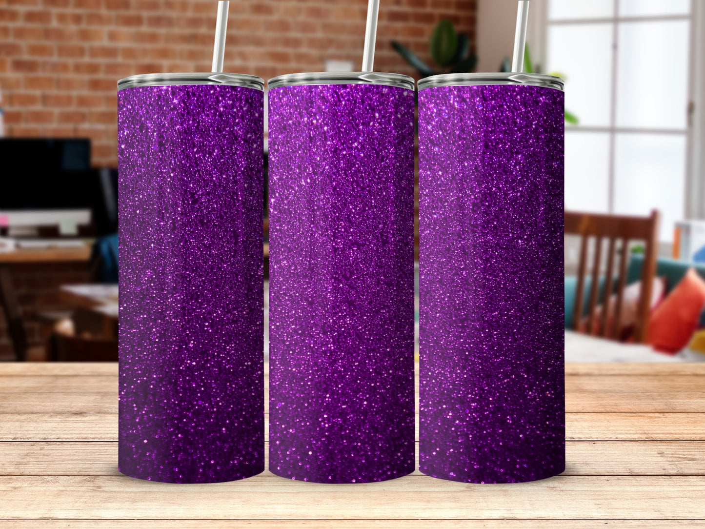 Sparkling Purple Glitter Design Tumblers Product