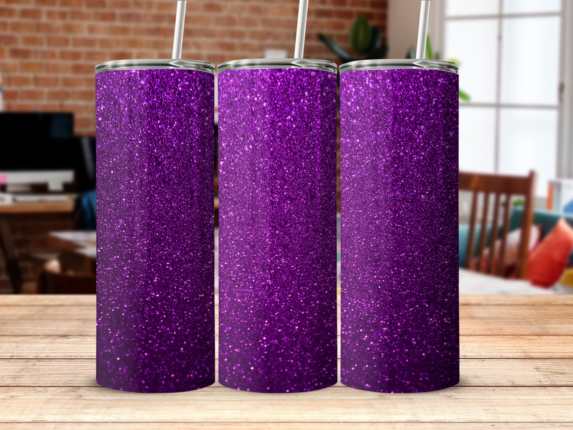 Sparkling Purple Glitter Design Tumblers Product