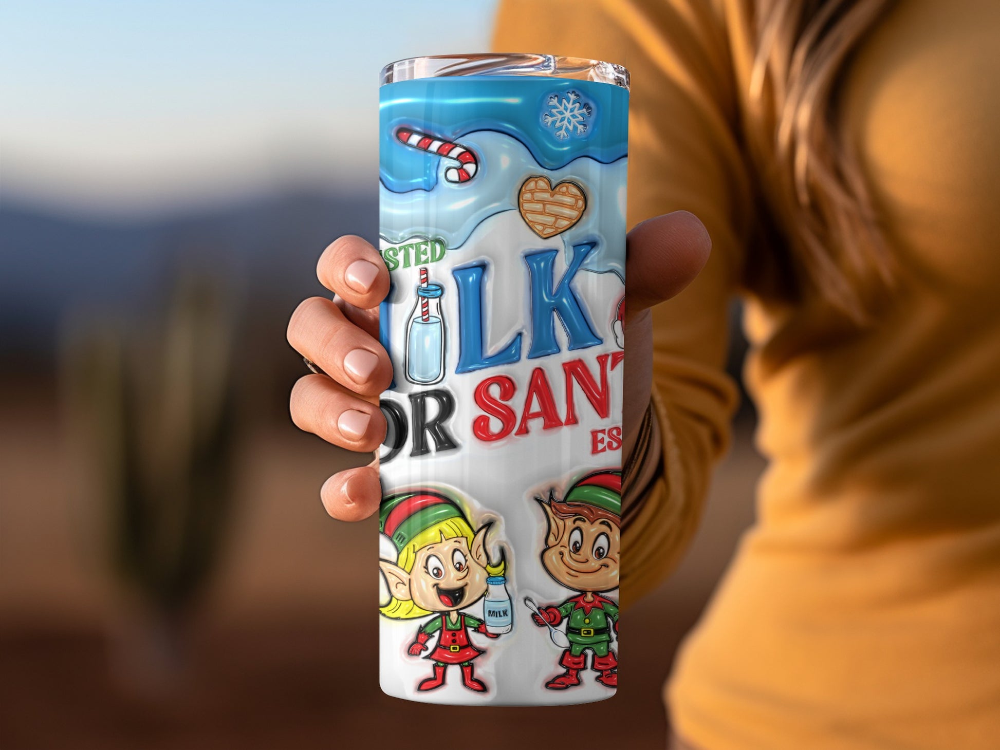 Milk or Santa Christmas Mug with Cute Elf Characters