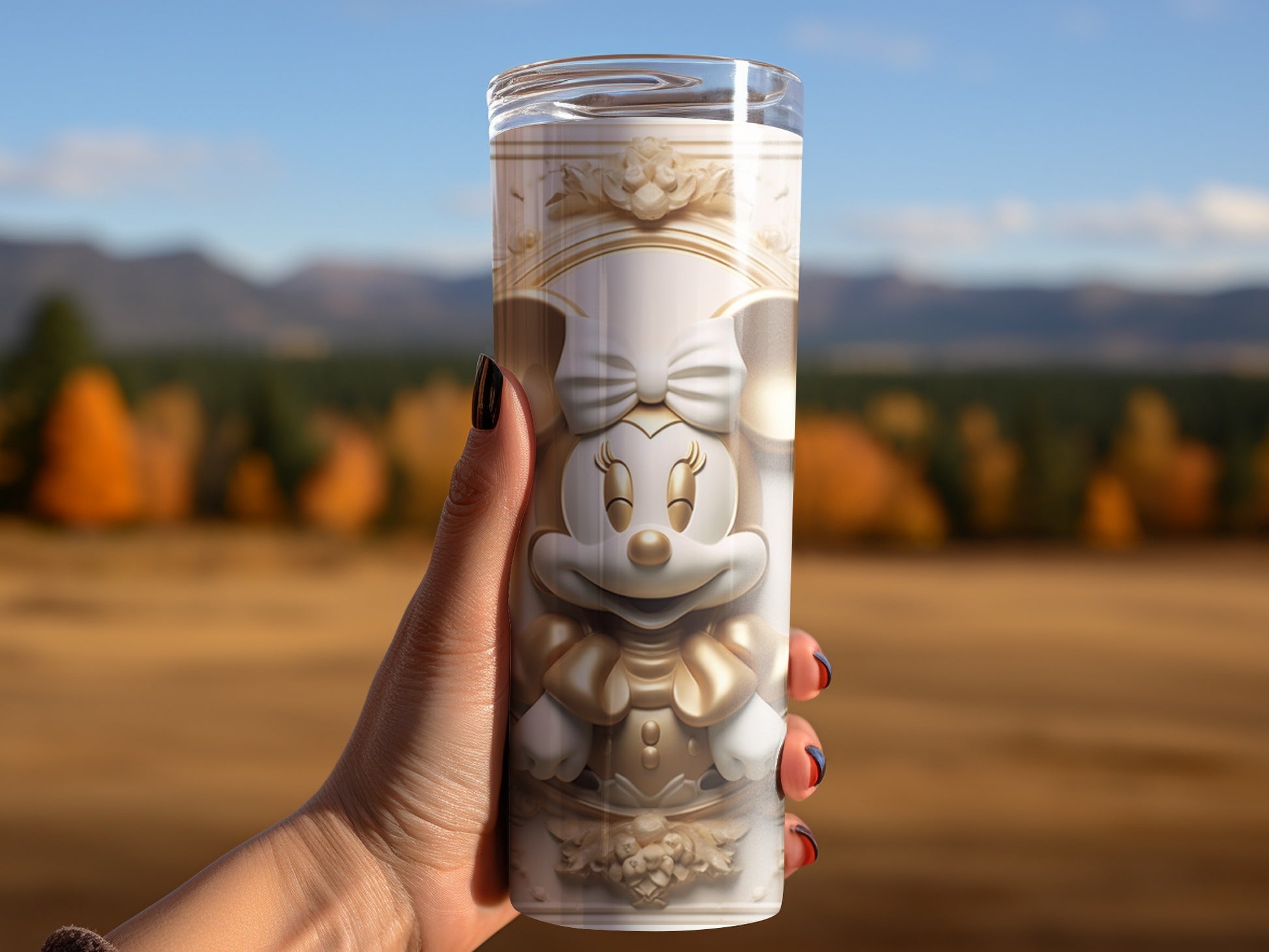 3D Printed Minnie Mouse Design Insulated Travel Tumbler