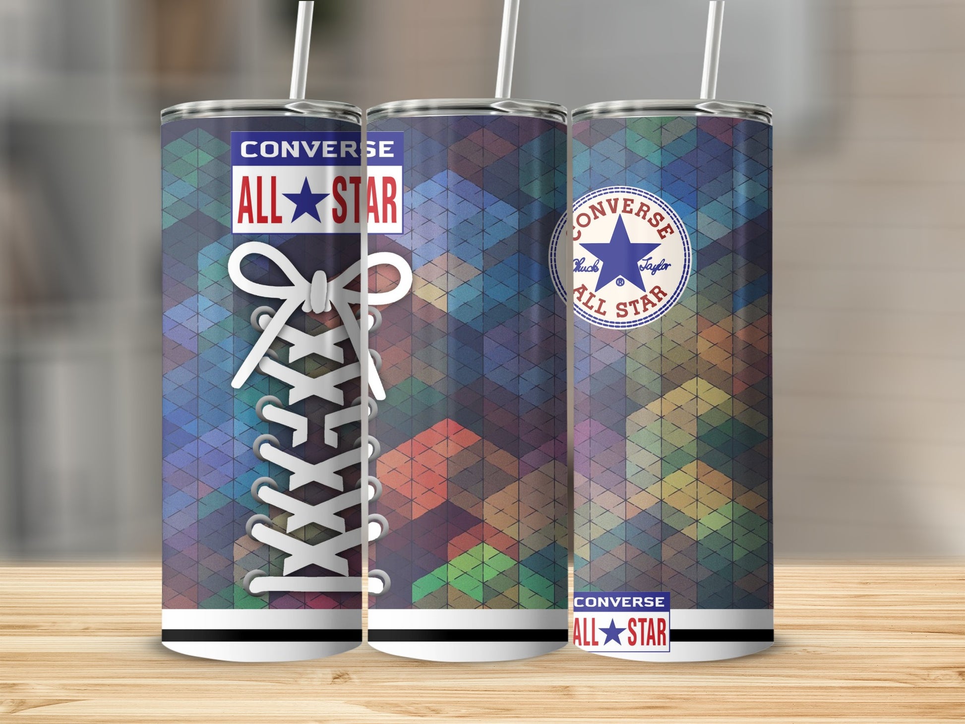 Colorful Converse All Star Shoe Laces Geometric Tumbler product type