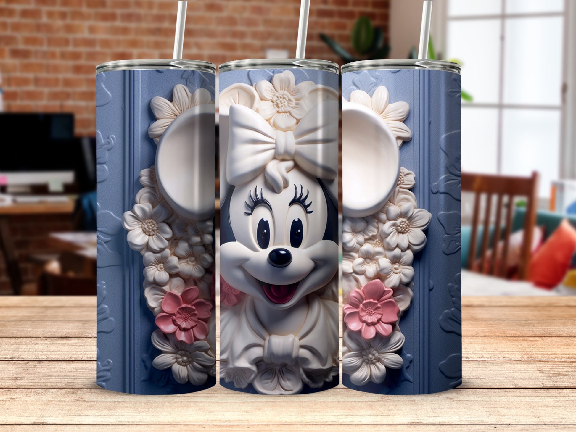 Adorable Character Floral Design Double-Walled Tumbler