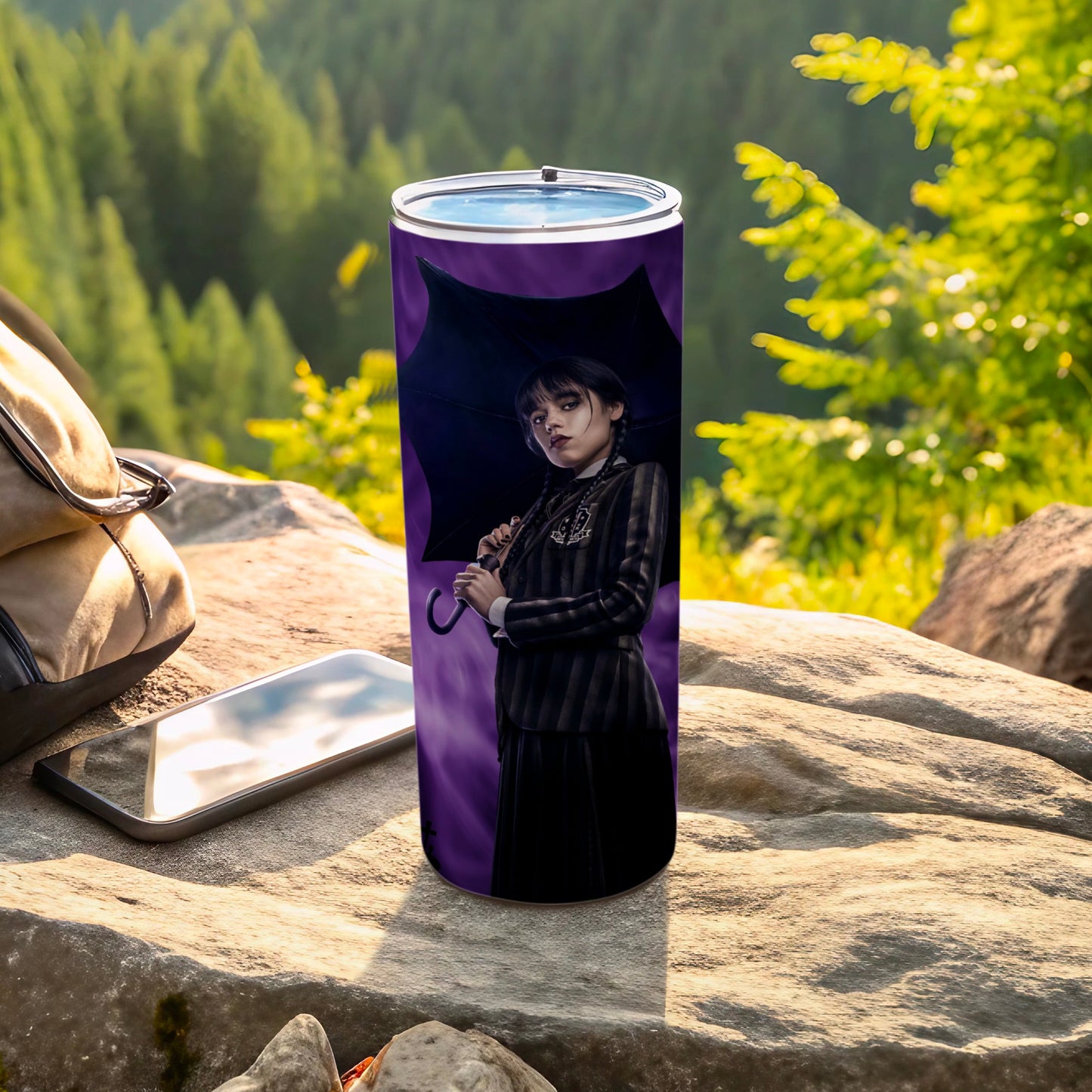 Gothic Style Girl with Umbrella Travel Mug