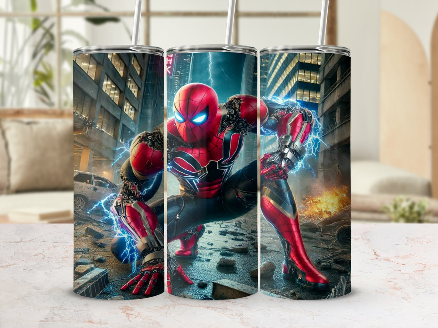 Action-Packed Hero Design Travel Tumbler Stainless Steel