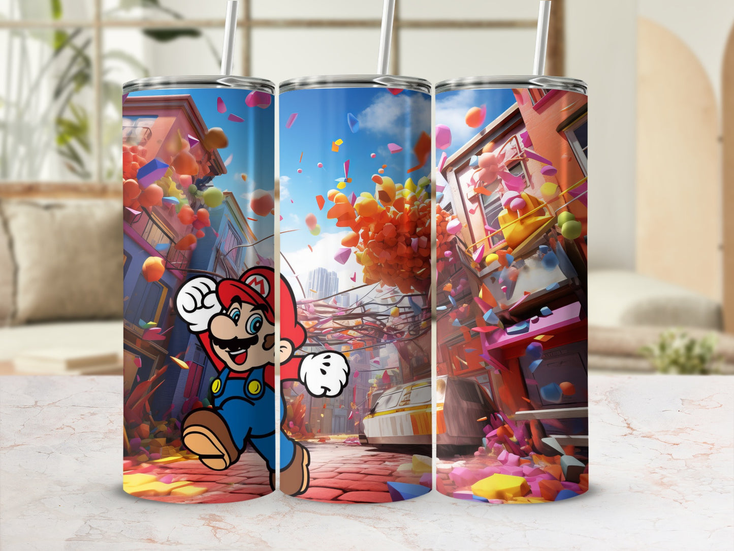 Colorful Animated Character Street Scene Tumbler