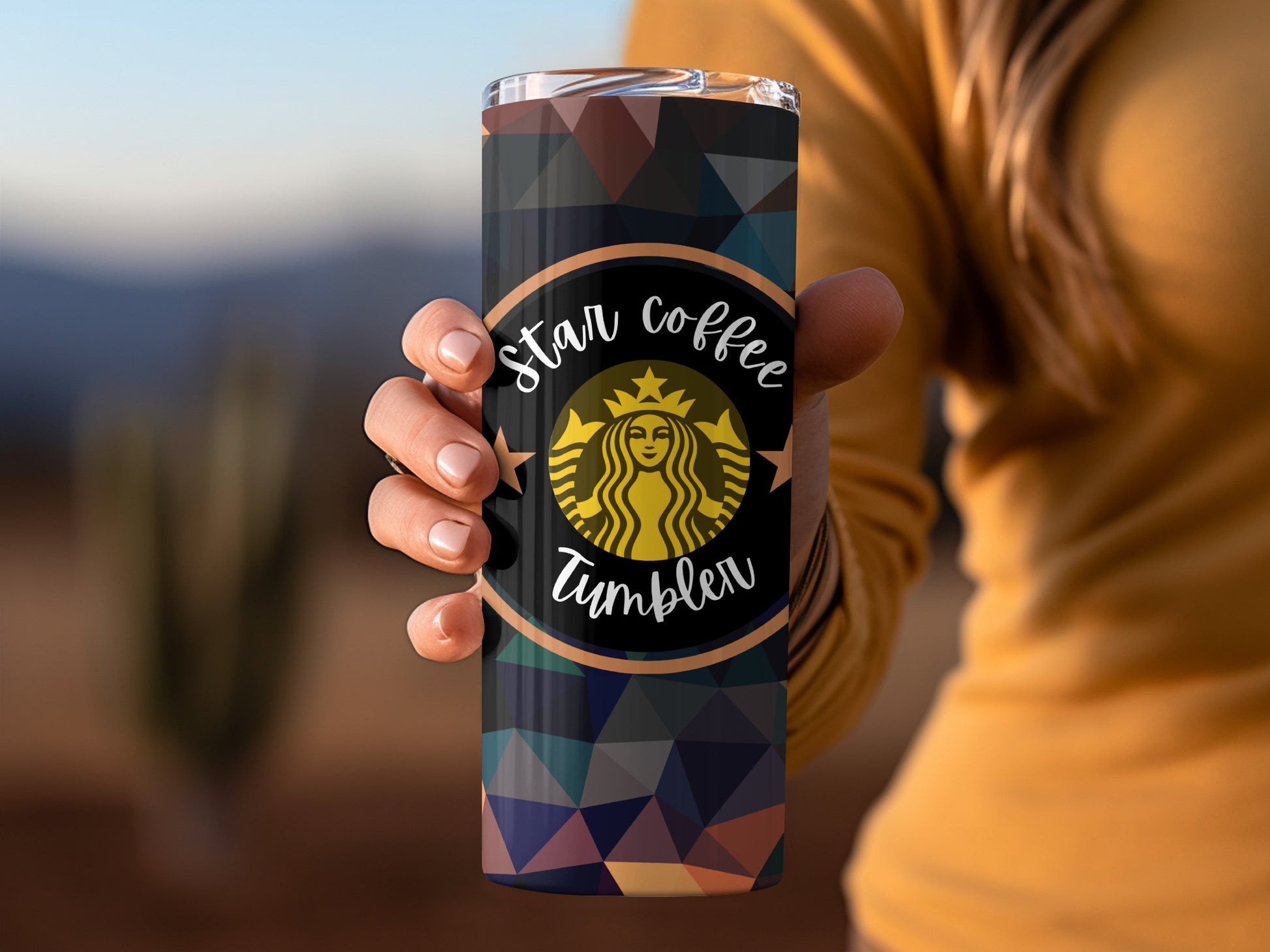 Star Coffee Tumbler with Stylish Geometric Design