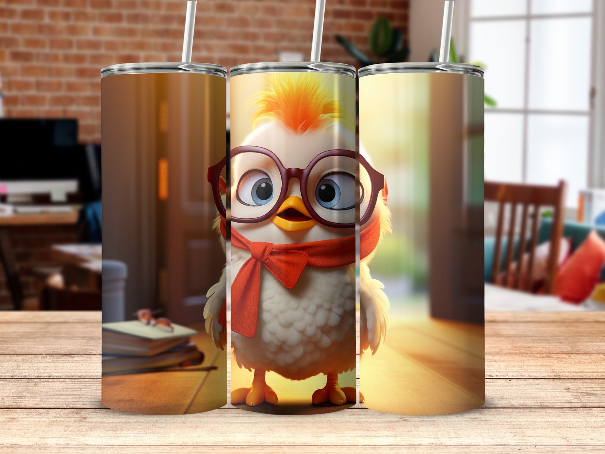 Cute Chick with Glasses and Red Scarf Tumbler