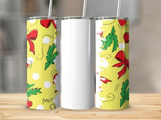 Colorful Christmas Themed Tumbler With Straw