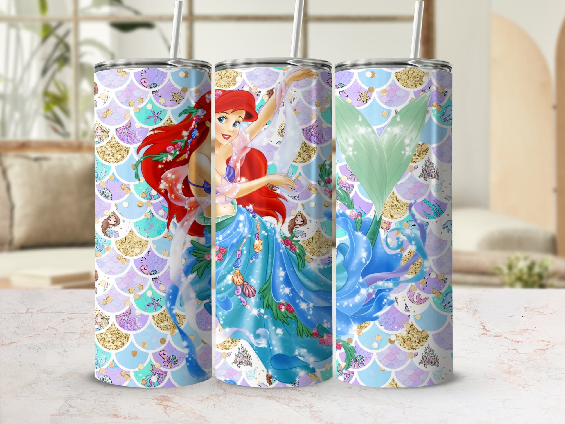 Colorful Mermaid Design Tumbler for Kids and Adults Tumbler