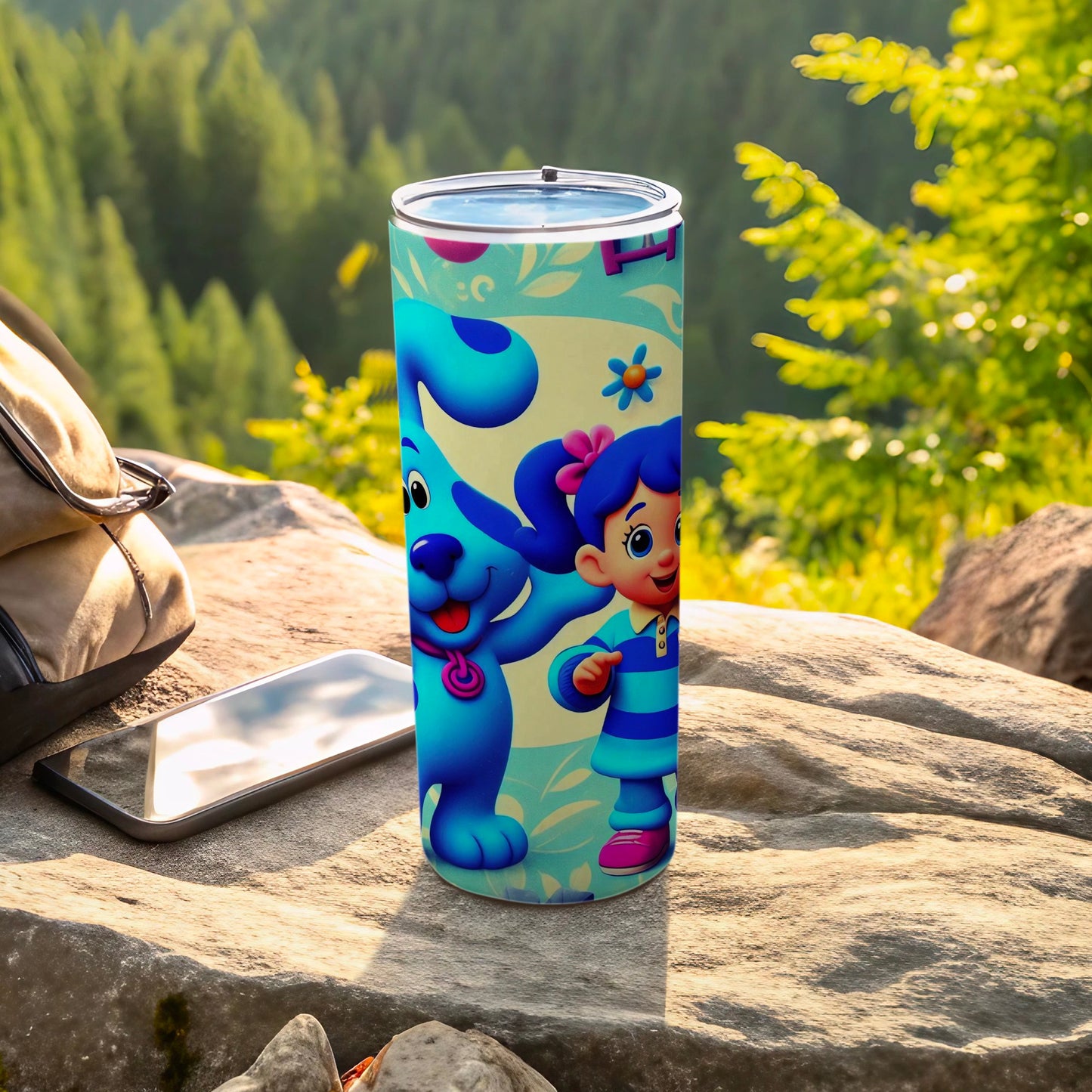 Blue Dog and Girl Design Insulated Travel Tumbler
