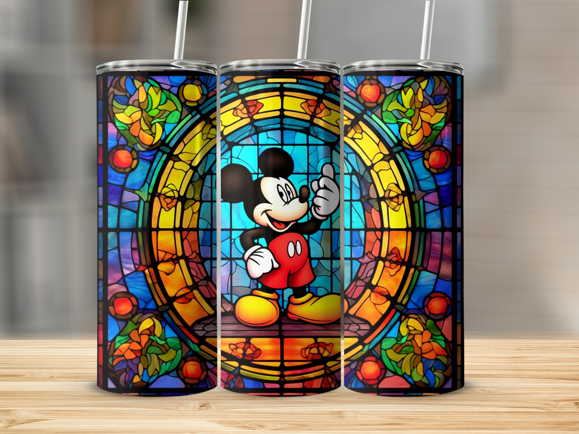 Vibrant Stained Glass Design Tumbler Cup for All Ages