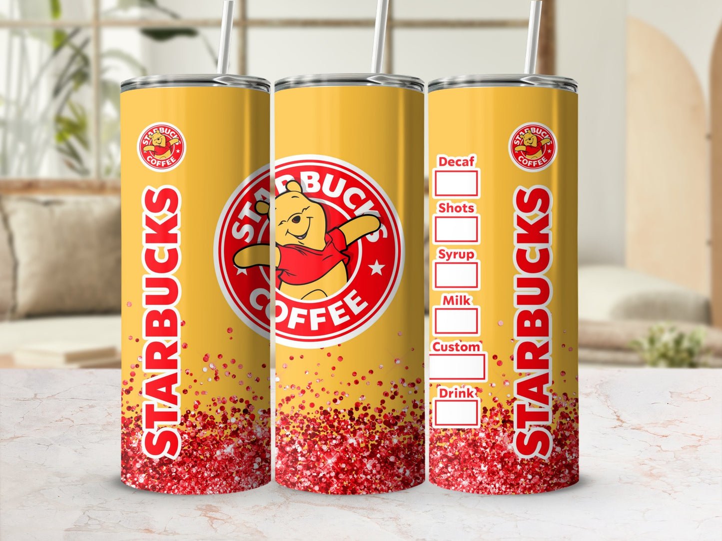 Starbucks Inspired Custom Coffee Tumbler With Straw