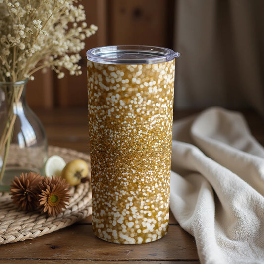 Glittery Gold Patterned Insulated Travel Tumbler product