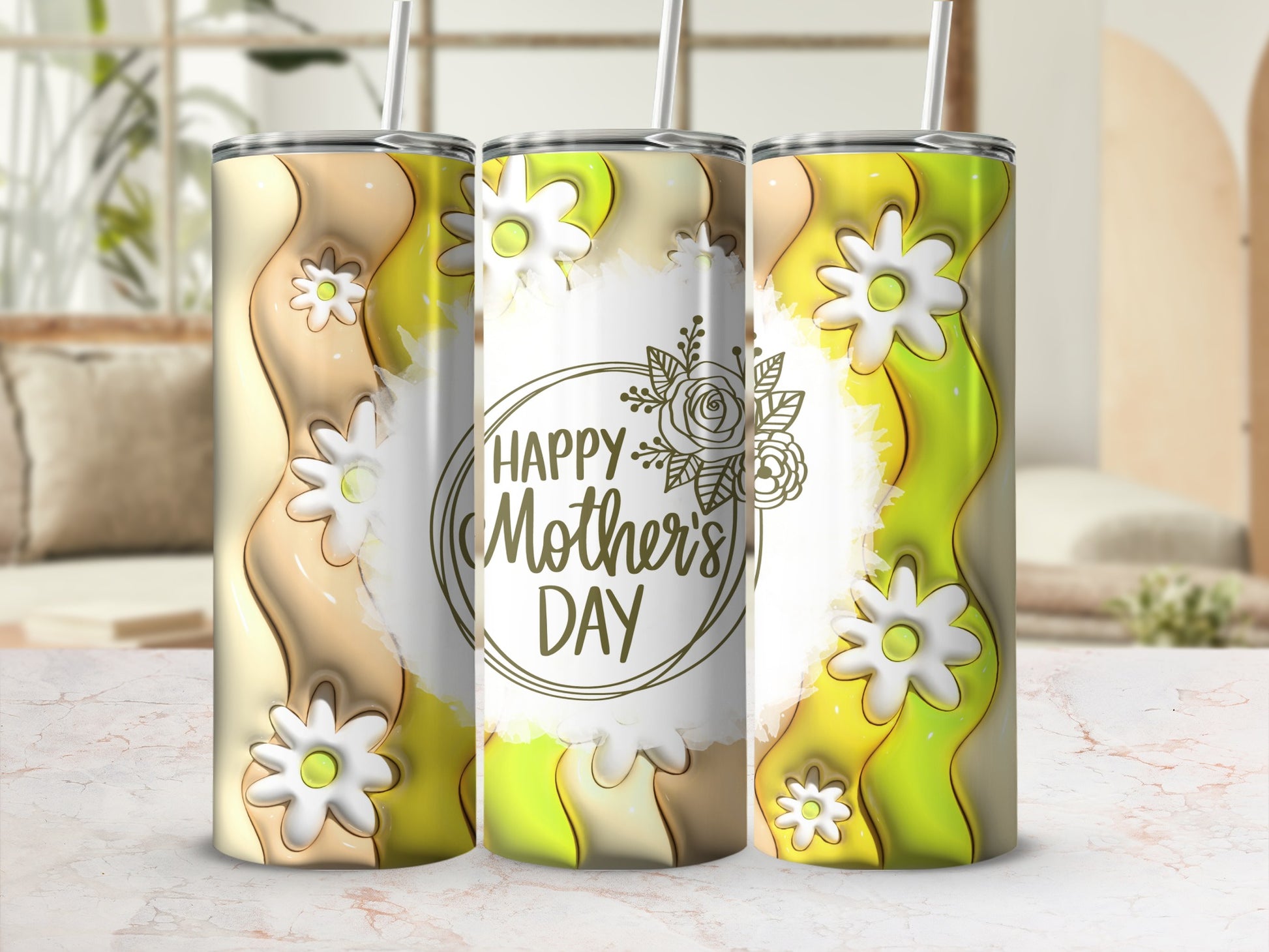 Happy Mother's Day Floral Design Tumbler Cup Gift
