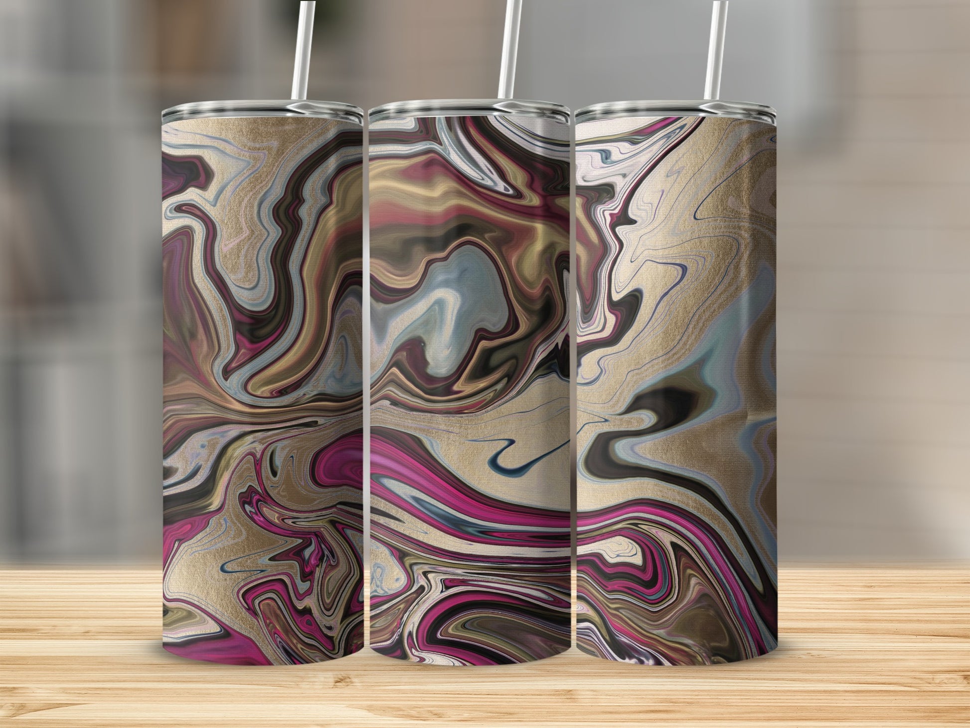 Swirl Patterned Insulated Drink Tumbler Product