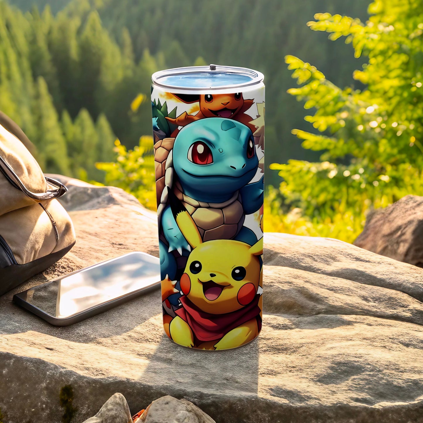 Pikachu Squirtle and Eevee Travel Tumbler 20oz