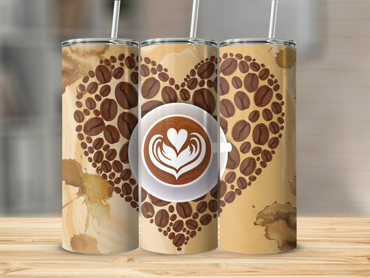 Coffee Bean Heart Design Latte Art Tumbler Product